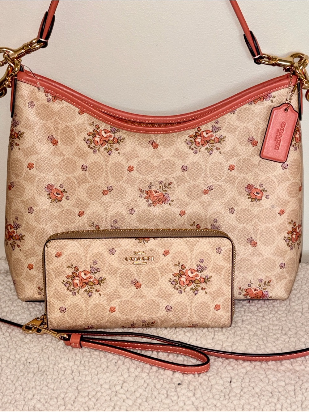 NWOT Coach Laurel Shoulder/Crossbody Signature Floral Bag Purse & Wallet CAL36